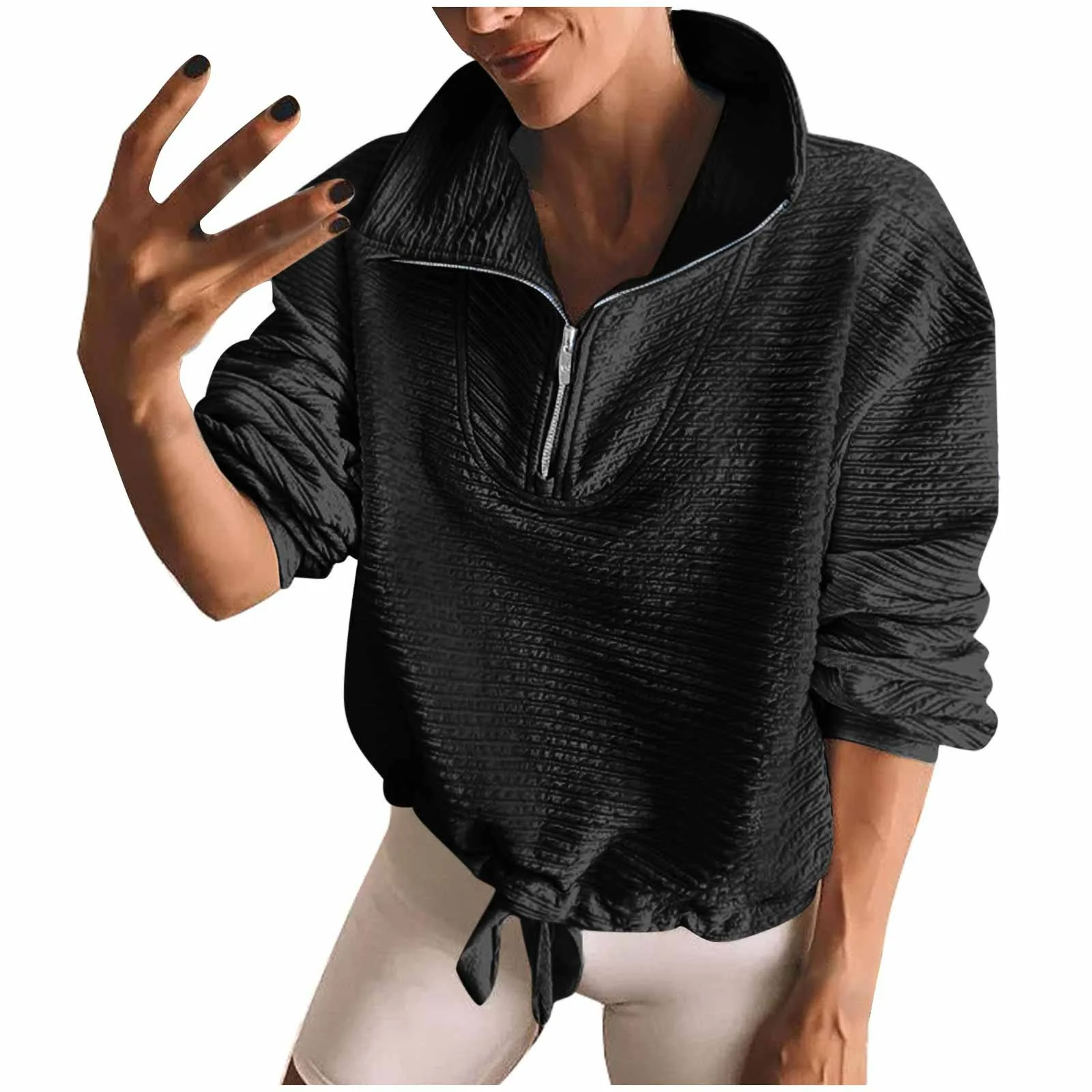 Women's Half-Zip Lapel Sweatshirt & Drawstring Pullover