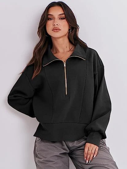 Women's Half-Zip Long Sleeve Pullover Sweater