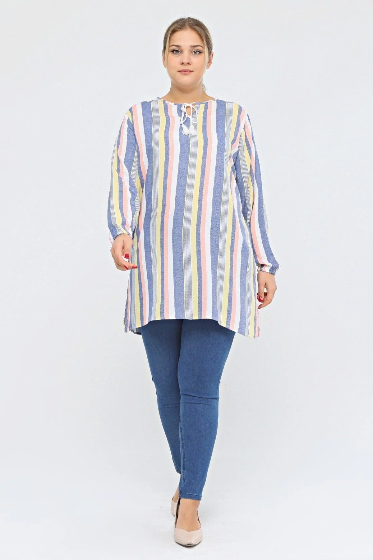 Women's Light Striped Plus Size Tunic