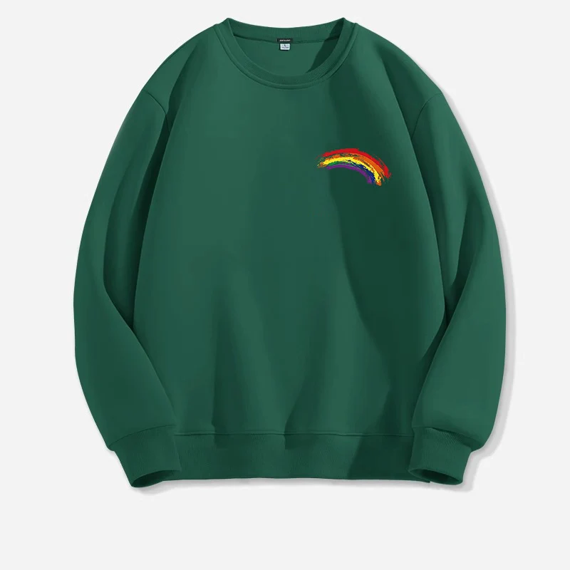 Women's Long-sleeved Solid Color Rainbow Printing Sweater
