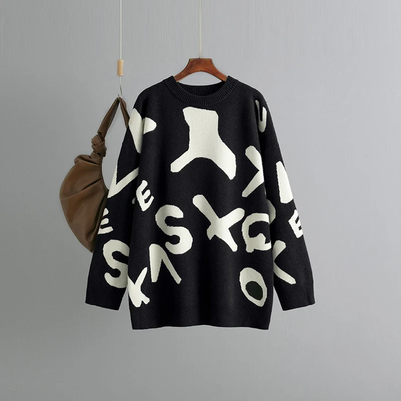 Women's Mid-length Knitted Jacquard Sweater