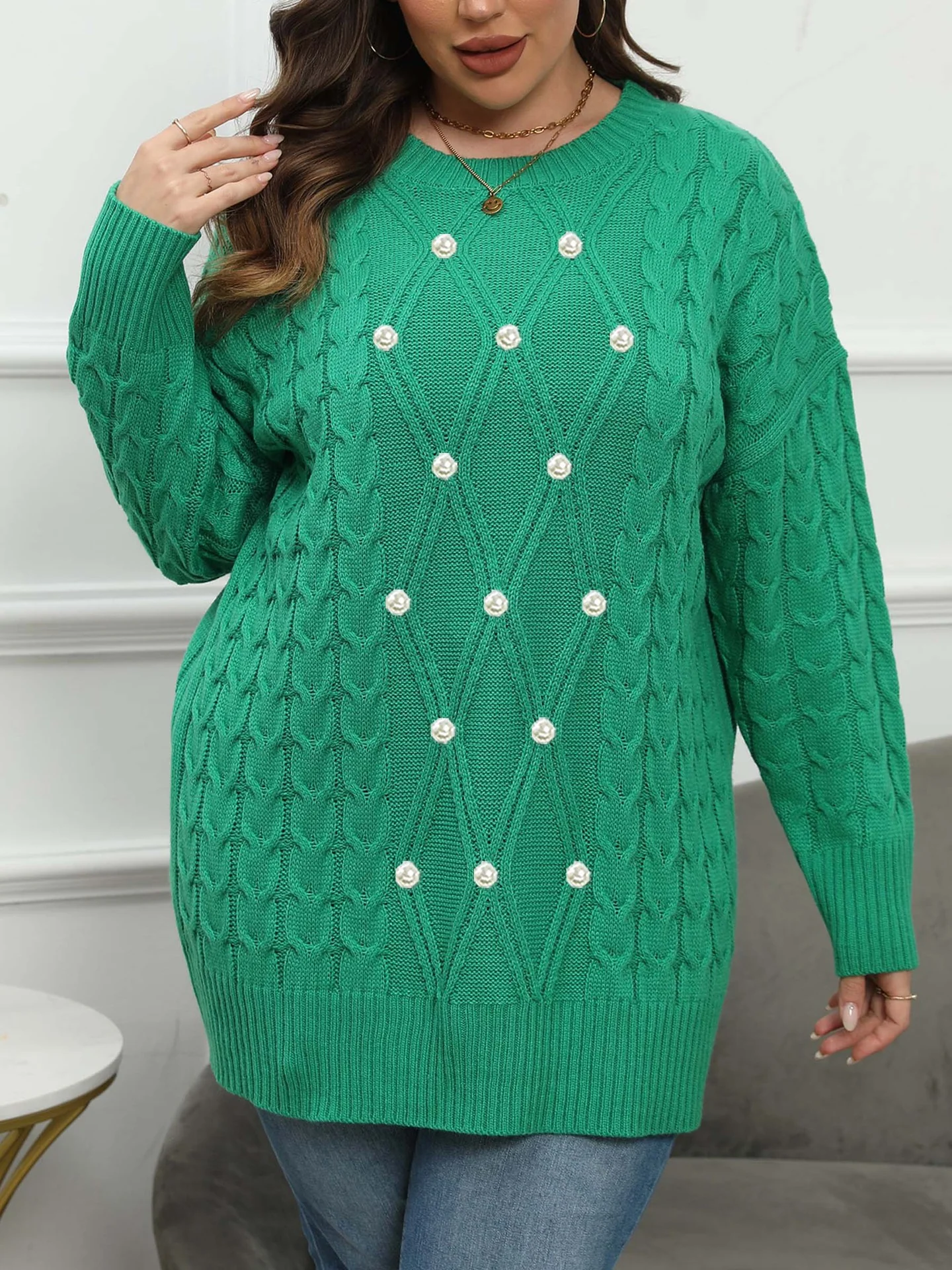 Womens Round-neck Knitted Pullover Top