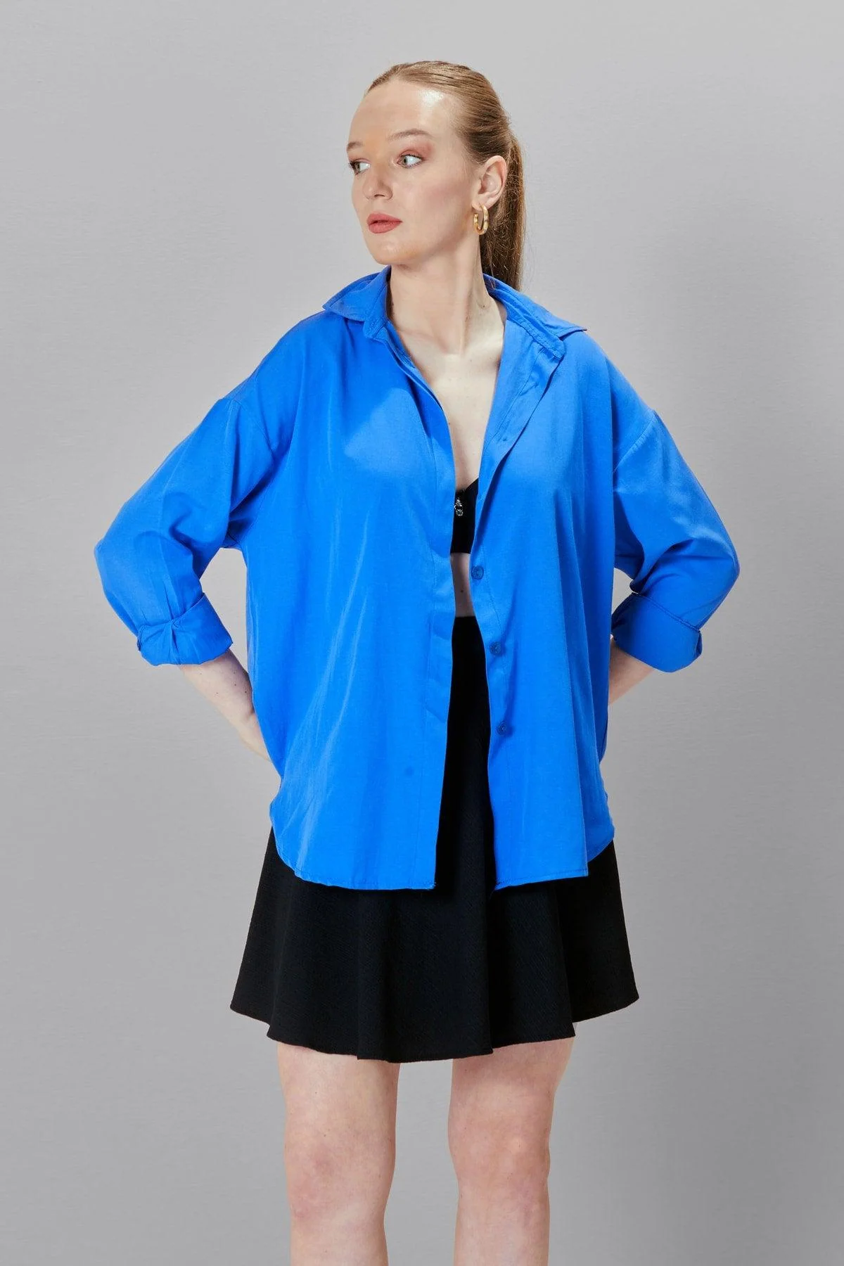 Oversize long sleeve basic shirt for women