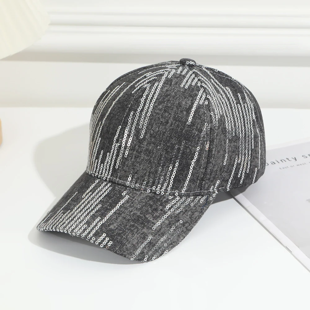 Women's Sequin Denim Baseball Cap