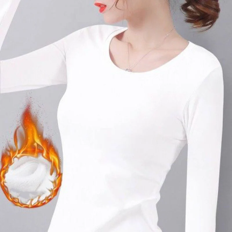 Women's Slim Solid Color Thermal Warm Base Layer Top