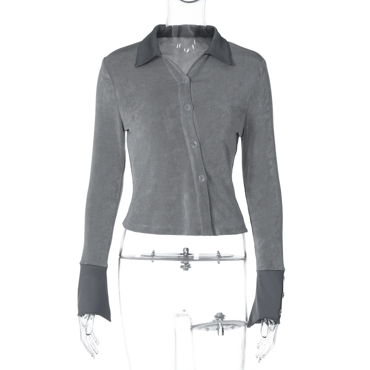 Women's Solid Color Slim Button Cardigan Top