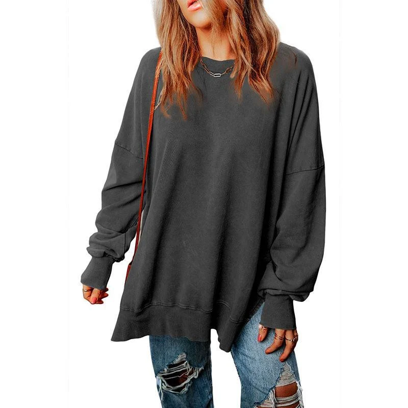 Women's Solid Loose Pullover Sweatshirt