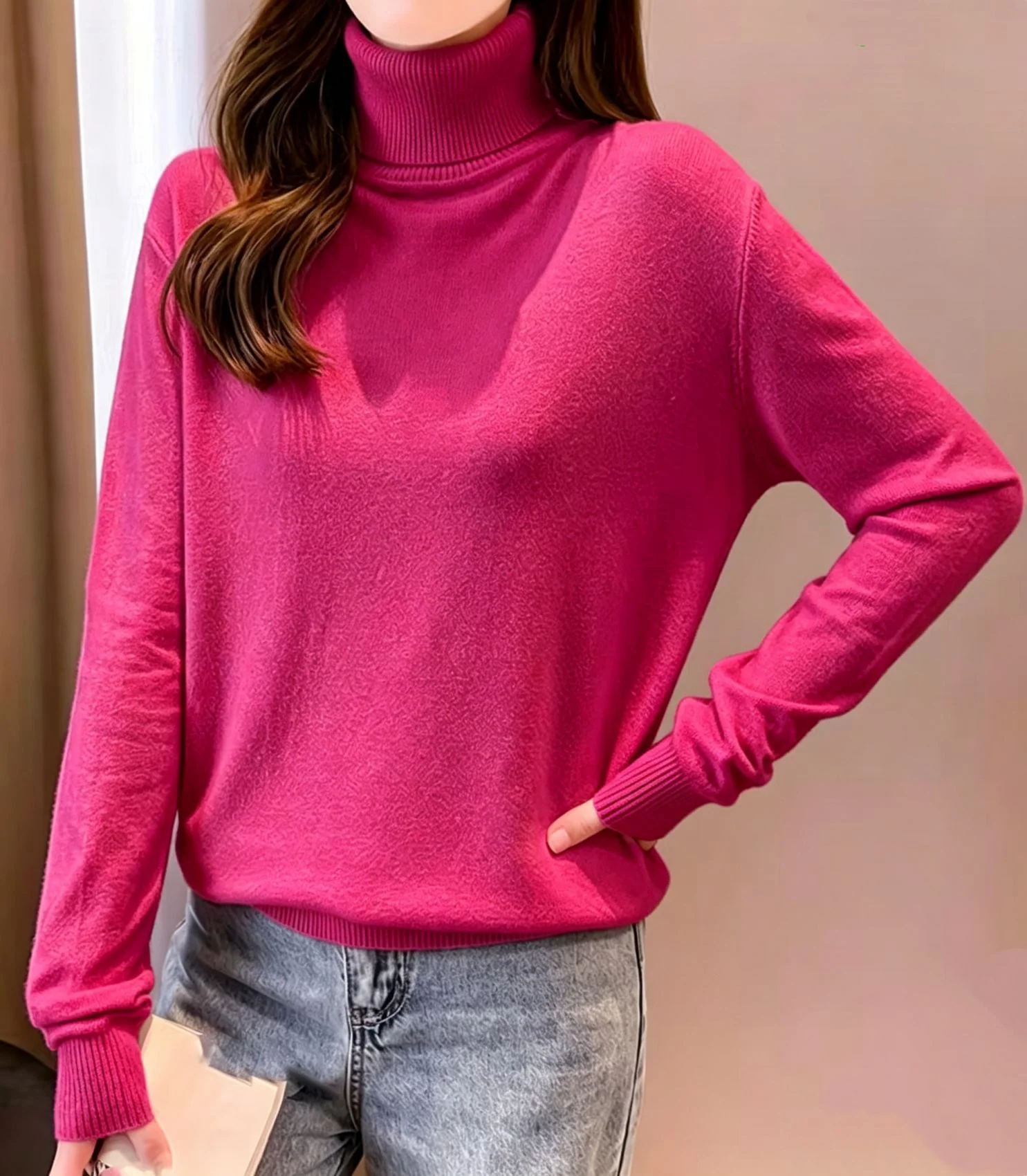 Womens Turtleneck Pullover Sweater Top