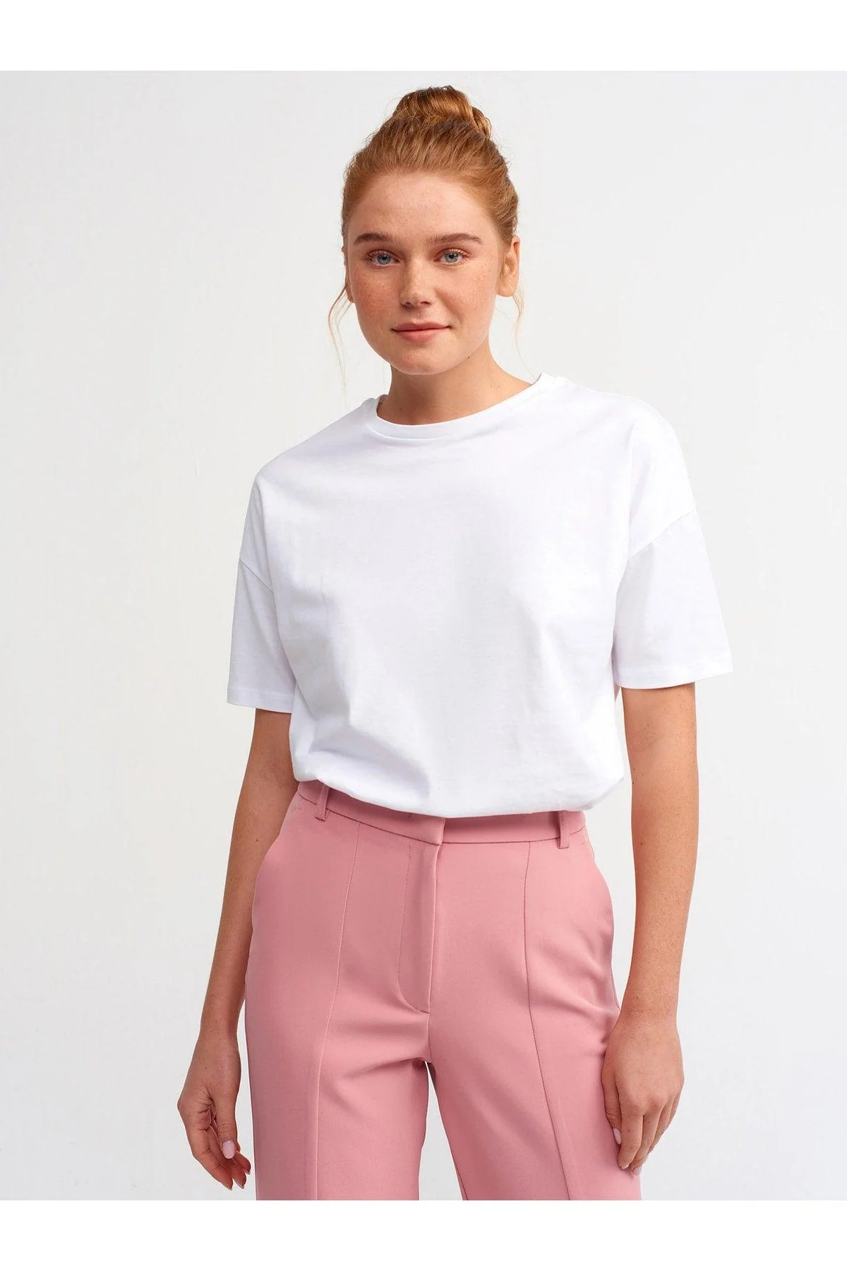 White women's classic cotton crew neck t-shirt