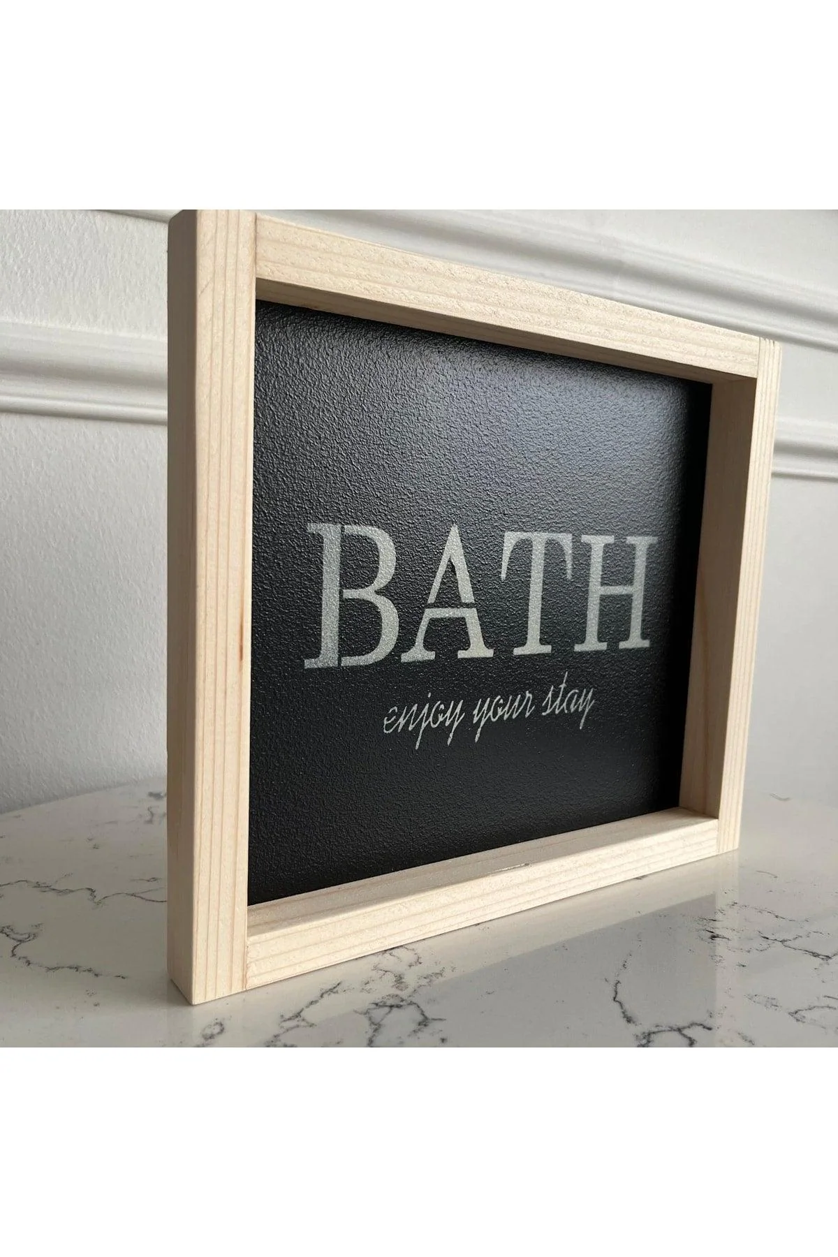 Natural Spruce Bathroom Shelf with Wall Mount in Black