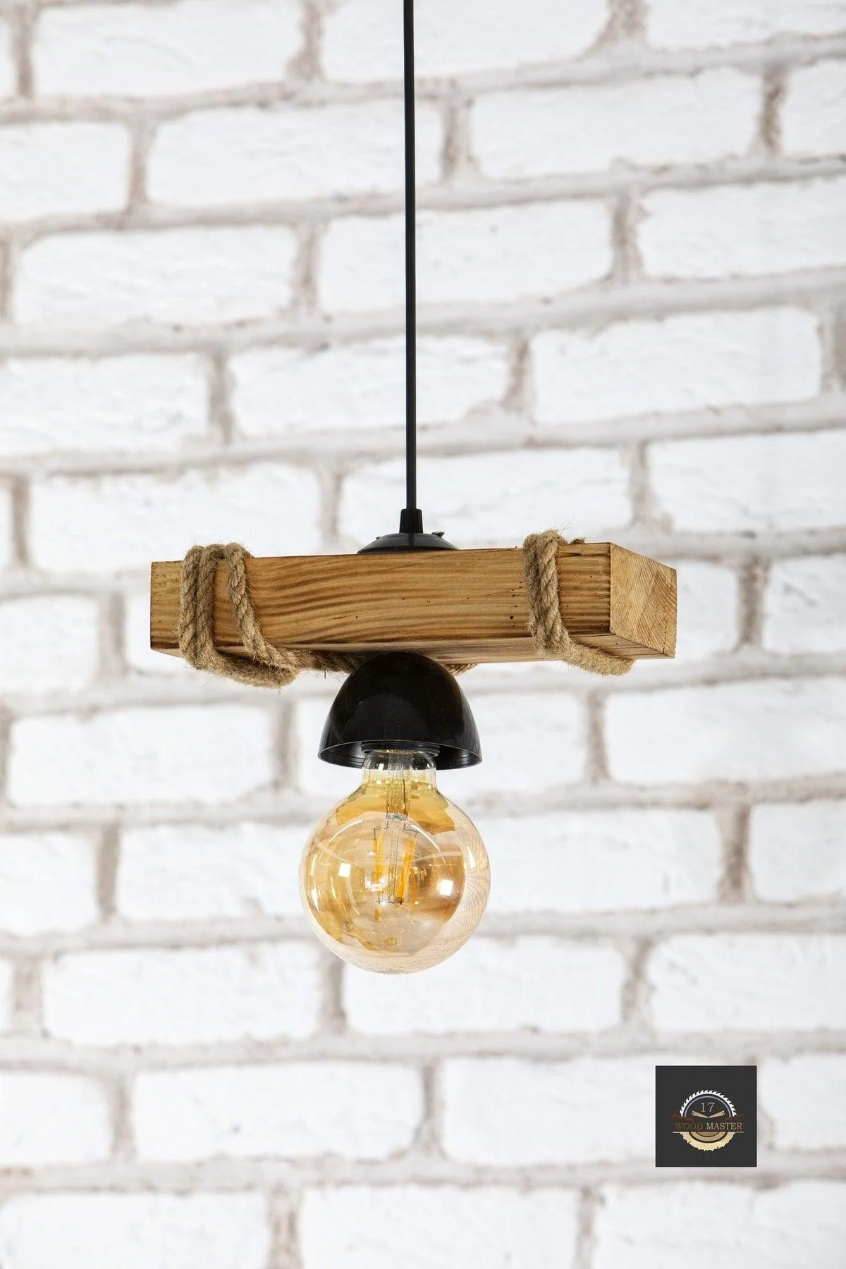Rustic Wooden Rope Single Shelf with Protective Finish