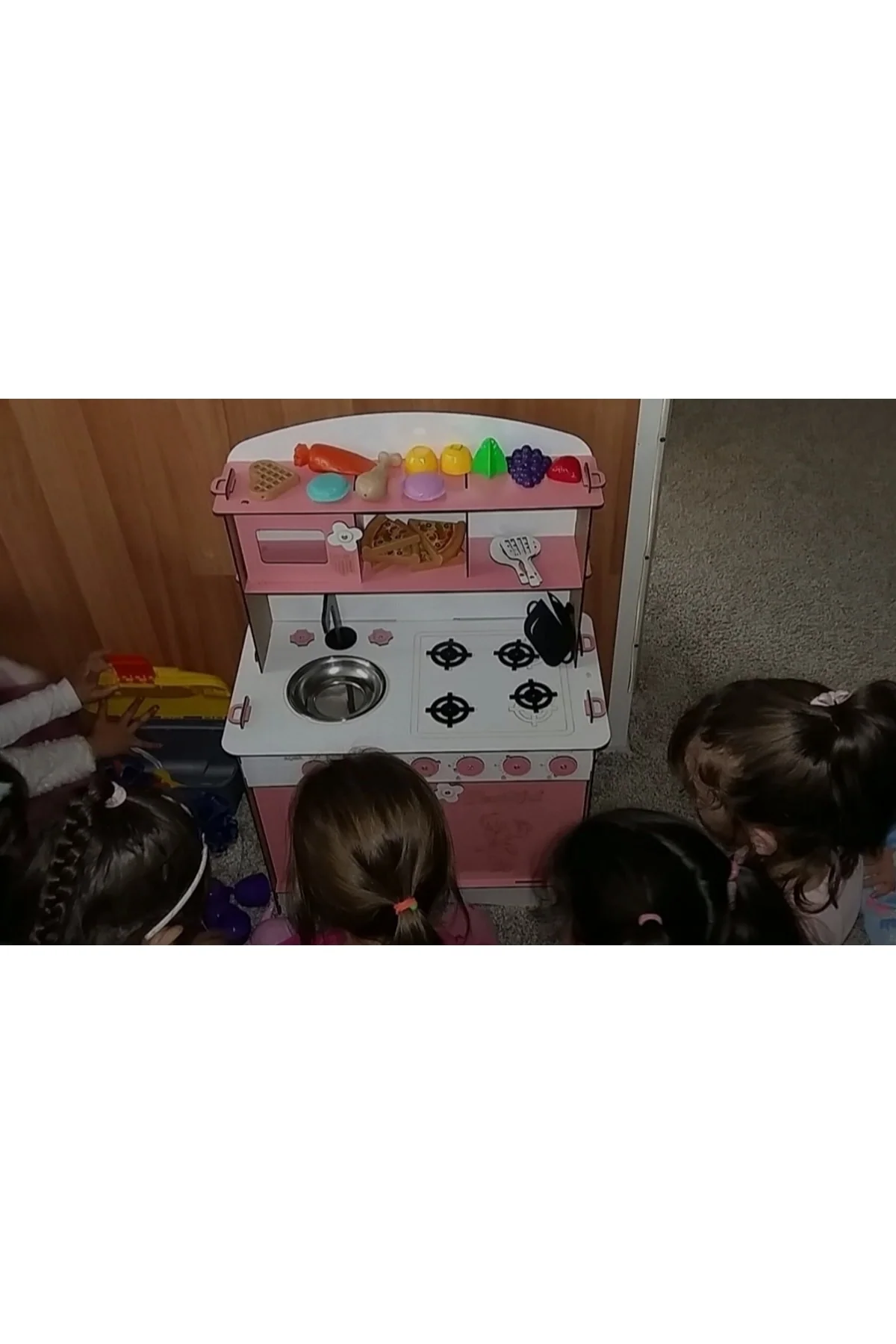 Montessori Wooden Play Kitchen Bench Set for Kids