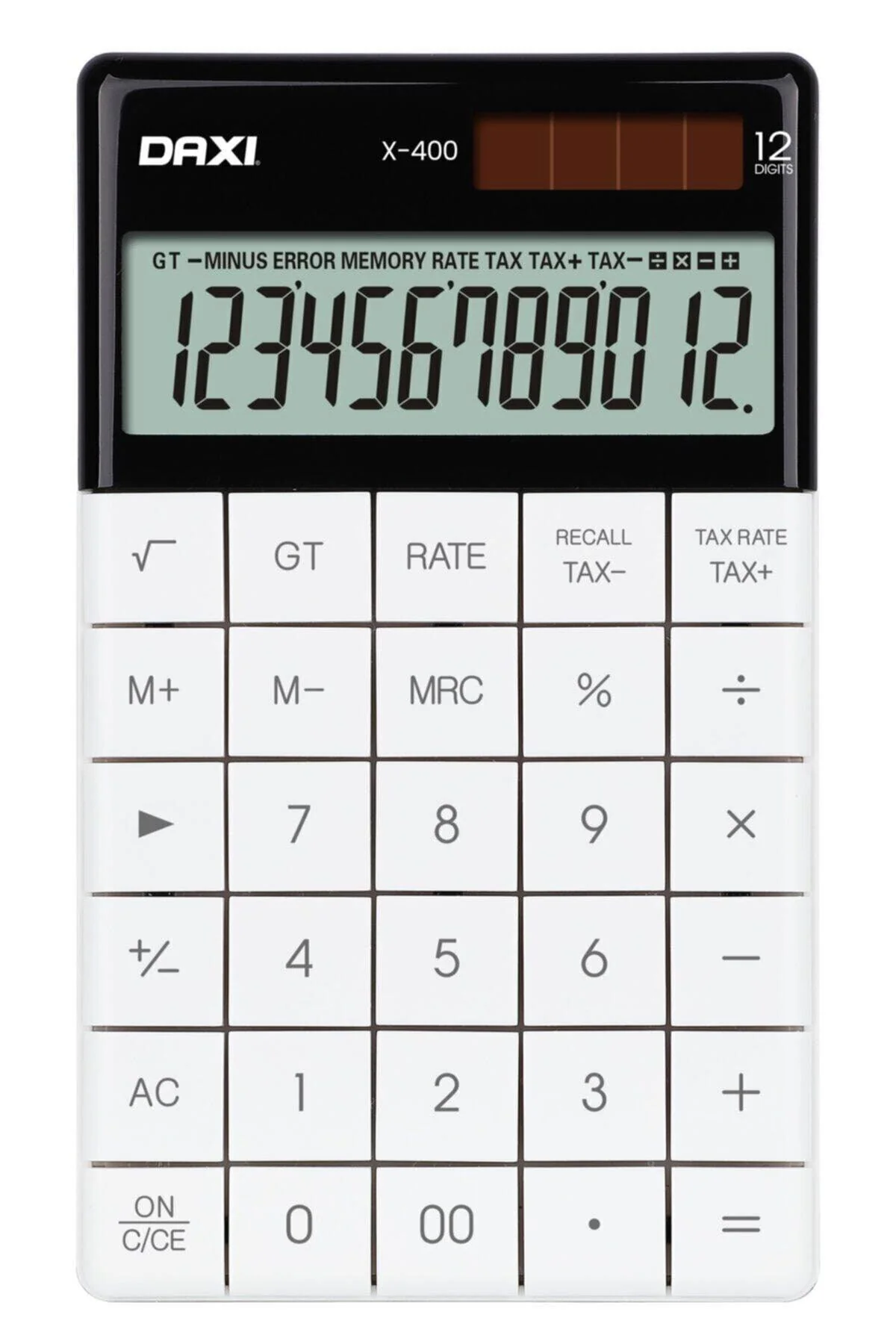 12-digit desktop calculator with solar and battery power