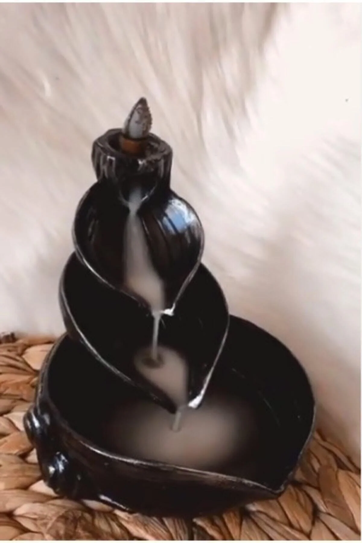Black backflow incense holder with 20 cm cone