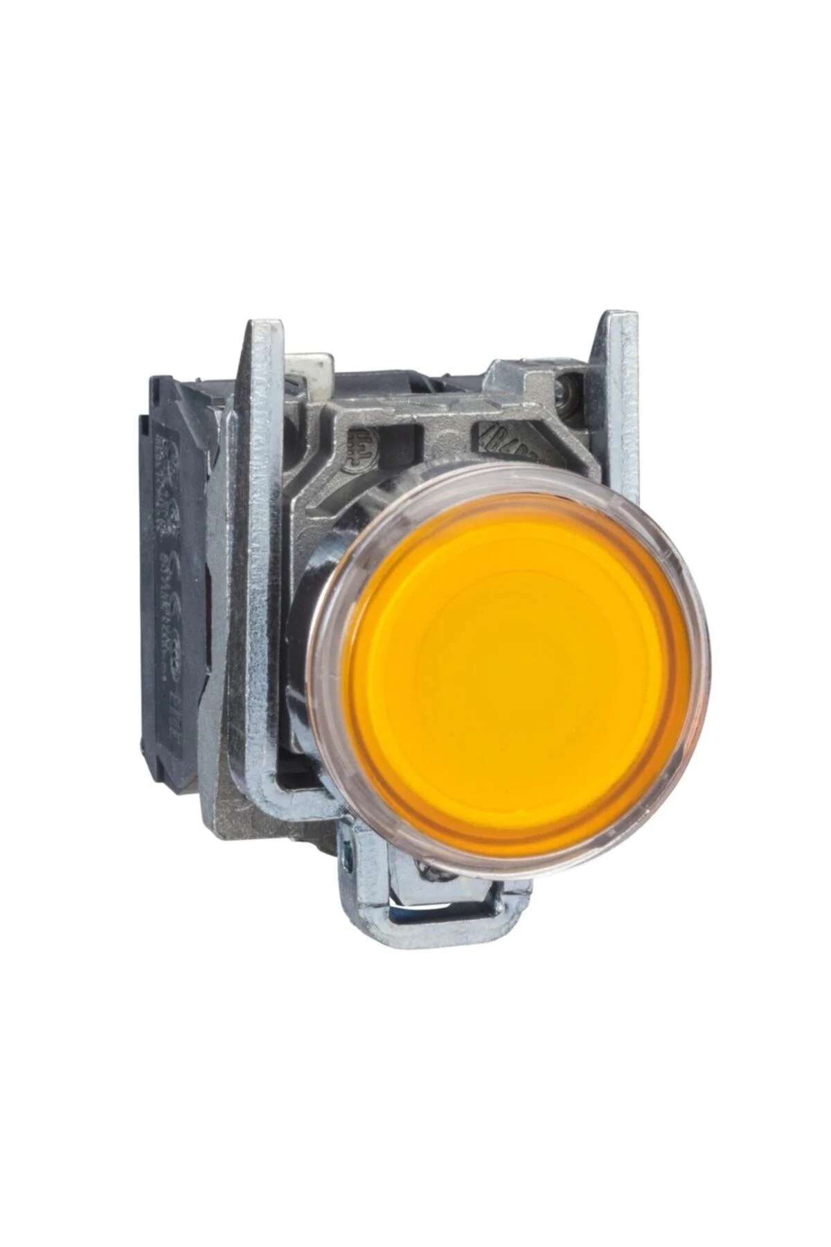230V yellow illuminated push button with metal spring mechanism