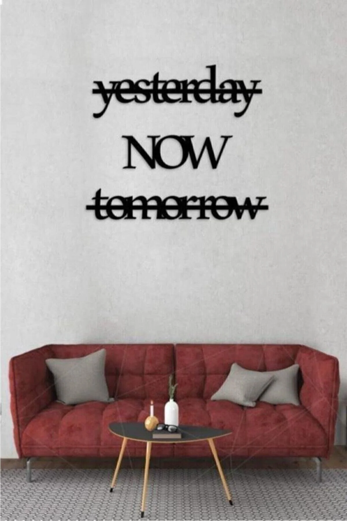 Three‑Piece ‘Yesterday Now Tomorrow’ Wall Art Set – Black MDF