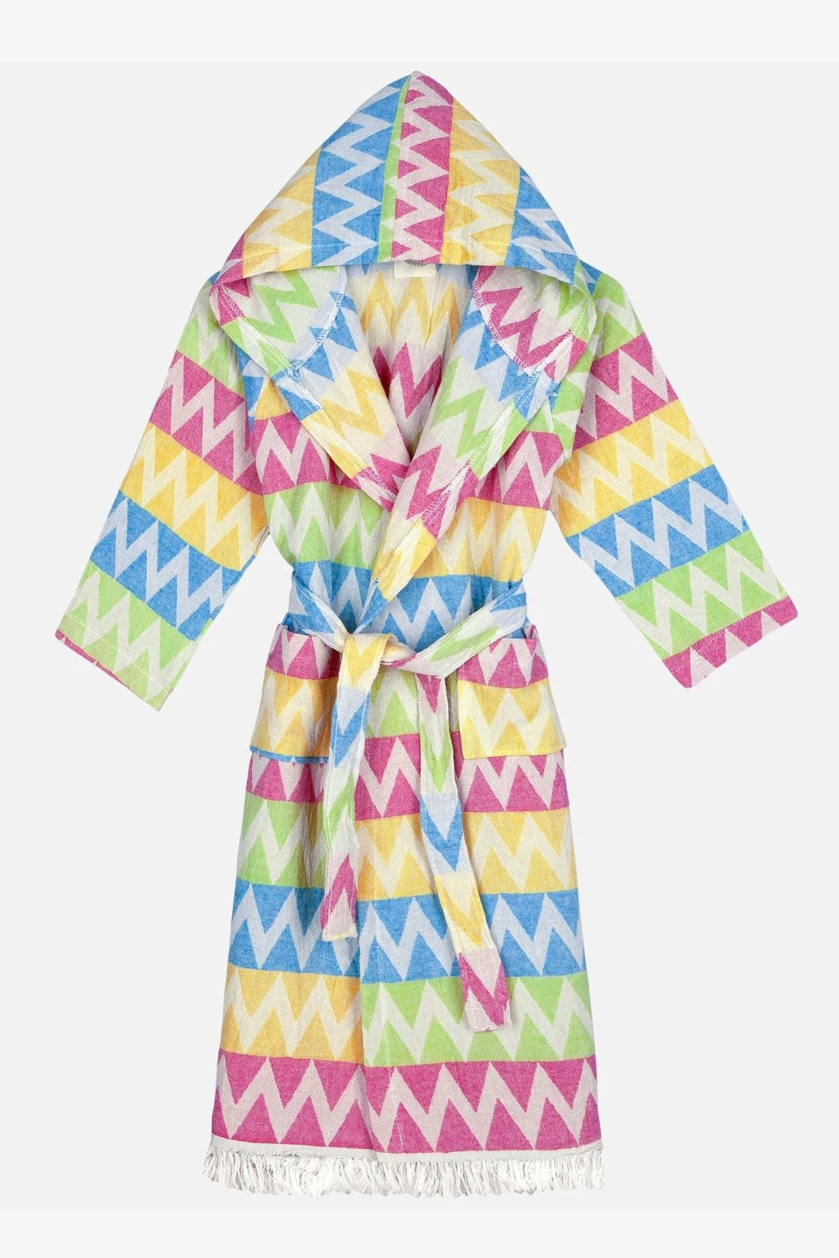 Kids zigzag cotton beach and bath hooded robe