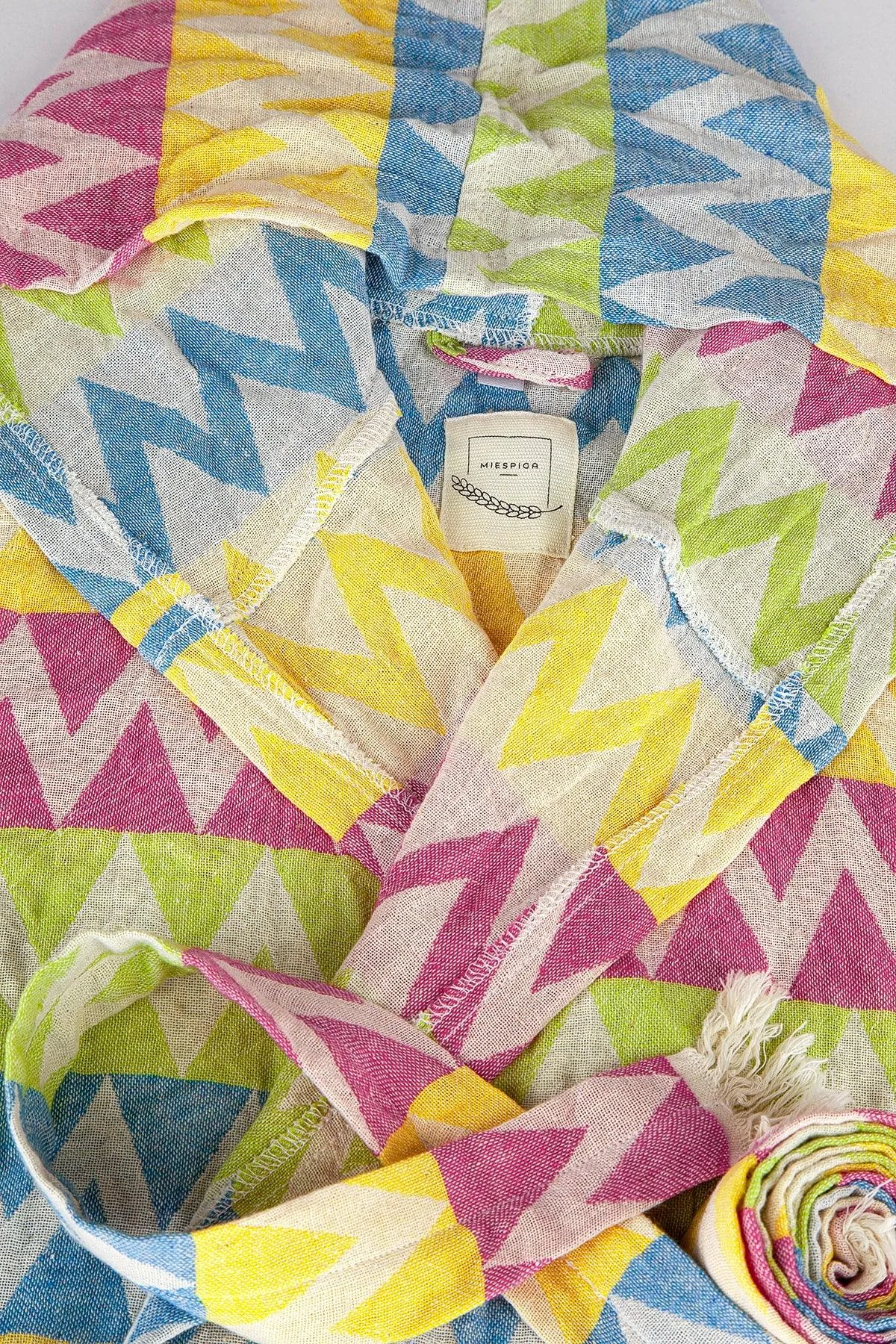 Kids zigzag cotton beach and bath hooded robe