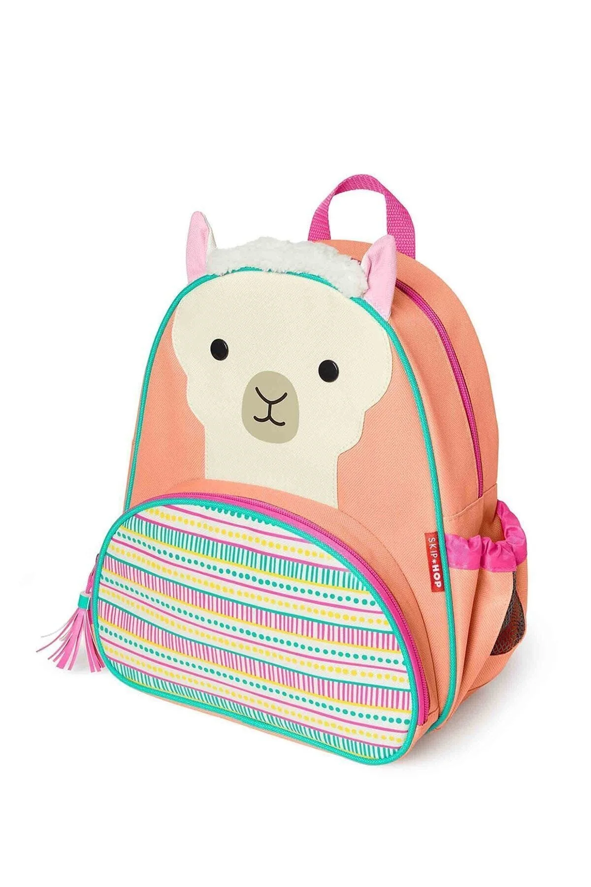 Children’s backpack with adjustable side pocket for water bottle and pen storage